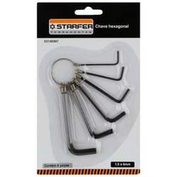 Chave allen starfer kit com 6 pecas 1,5 a 6mm