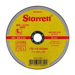 Disco de corte starrett para inox 178 x 1,6 x 22,2mm