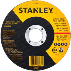 Disco de corte stanley para inox 115 x 1,0 x 22mm