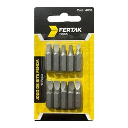 Bits para furadeira fertak 10 pecas fenda - 4818
