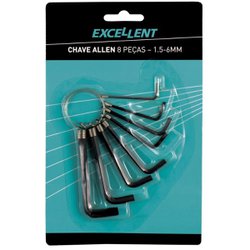 Chave allen eda kit com 8 pecas 1,5 a 6mm