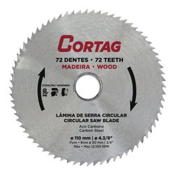 Serra dentada aco carbono cortag 110mm - 72 dentes