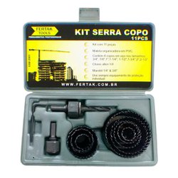 Serra copo aco carbono fertak kit com 11 pecas 19 a 64mm