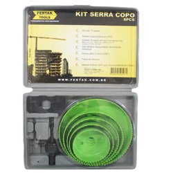 Serra copo aco carbono fertak kit com 8 pecas 64 a 127mm