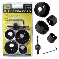 Serra copo aco carbono fertak kit com 6 pecas 32 a 54mm