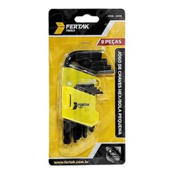 Chave allen ponta bola fertak kit com 9 pecas t1,5 a t10 - 2408