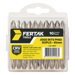 Bits duplo para furadeira fertak 10 pecas phillips 65mm - 4841