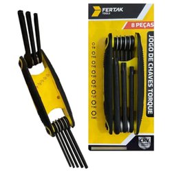Chave torx tipo canivete fertak kit com 8 pecas t9 a t40 - 2415