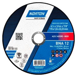 Disco de corte norton bna12 para inox 115 x 1,0 x 22,2mm
