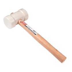 Martelo borracha com cabo de madeira max 60mm - branco economico