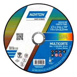 Disco de corte norton multicorte 115x1,0x23mm