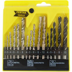 Brocas diversas fertak kit com 16 pecas