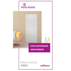 Porta sanfonada araforros estilo branca e amarela 70cm