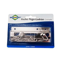 Fecho de porta pega ladrao brasfort cromado - 8012
