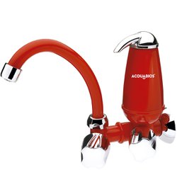 Torneira com filtro parede movel acquabios abs vermelha com cromado e05