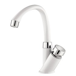 Torneira de bancada automatica movel tigre para lavatorio alta branca/cromado 654