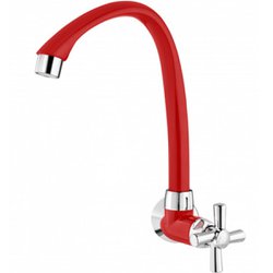 Torneira de parede cross movel tigre para cozinha alta vermelha/cromada 630