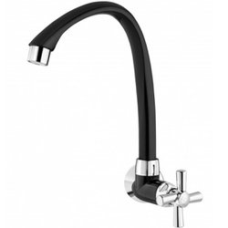 Torneira de parede cross movel tigre para cozinha alta preta/cromada 629