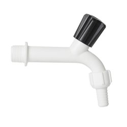 Torneira tanque reboucas plastico branca com bico 10cm 1/2
