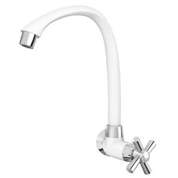 Torneira de parede cross movel tigre para cozinha alta branca/cromada 471