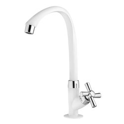 Torneira de bancada cross movel tigre para cozinha alta branca/cromada 465