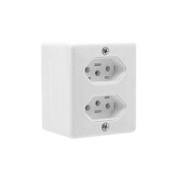 Tomada externa quadrada ilumi dupla branca 10a - 63120