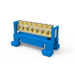 Barramento com suporte enerbras 7 furos azul - neutro