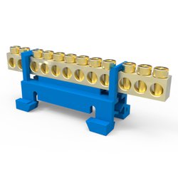 Barramento com suporte enerbras 12 furos azul - neutro