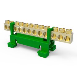 Barramento com suporte enerbras 12 furos verde - terra