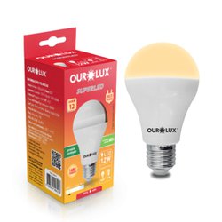 Lampada led pera ourolux amarela 12w 3000k bivolt