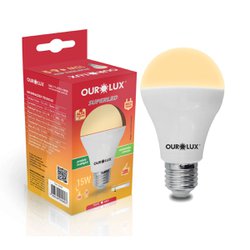 Lampada led pera ourolux amarela 15w 3000k bivolt