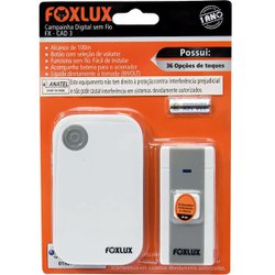 Campainha residencial sem fio foxlux branca bivolt 36 toques