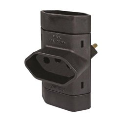 Pino adaptador com 3 saidas perlex 10a tipo t tripolar preto - 345