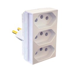 Pino adaptador com 3 saidas ilumi 20a frontal tripolar branco - 12300
