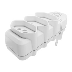 Pino adaptador com 3 saidas qualitronix 10a frontal tripolar branco - 3001
