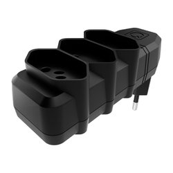 Pino adaptador com 3 saidas qualitronix 20a frontal tripolar preto - 3002