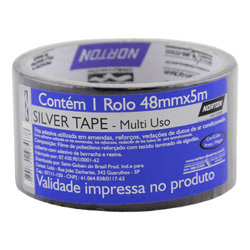 Fita adesiva silver tape multiuso norton 48mm x 5m prata