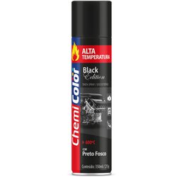 Tinta spray alta temperatura chemicolor 350ml preto fosco - 098