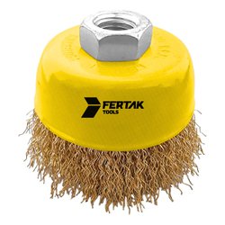 Escova de aco circular tipo copo fertak latonado m14 x 64mm - 2750