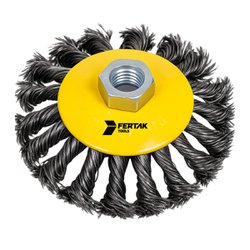 Escova de aco circular tipo conico fertak torcido m14 x 100mm - 2733