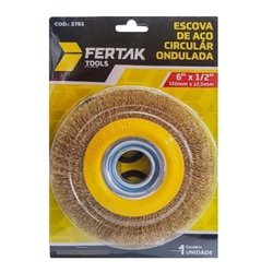 Escova de aco circular com furo fertak latonado 6" x 1/2" - 2753