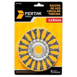 Escova de aco circular com furo fertak torcido 6" x 115mm - 2736