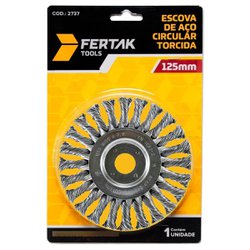 Escova de aco circular com furo fertak torcido 6" x 125mm - 2737