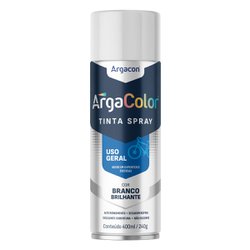 Tinta spray uso geral argacolor 400ml branco brilhante
