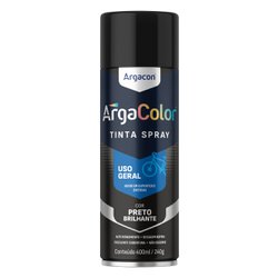 Tinta spray uso geral argacolor 400ml preto brilhante