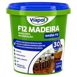 Massa para madeira viapol f-12 1,65kg branca