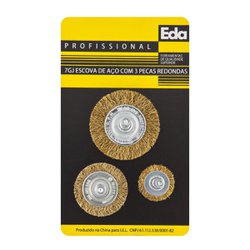Escova de aco circular eda kit com 3 pecas