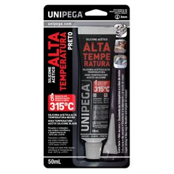 Silicone acetico unipega alta temperatura preto 50ml - blister