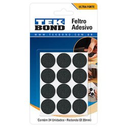 Feltro adesivo redondo tekbond 20mm com 24