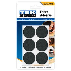 Feltro adesivo redondo tekbond 30mm com 12